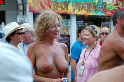 Adult women naked at a festival — Fantasy fest