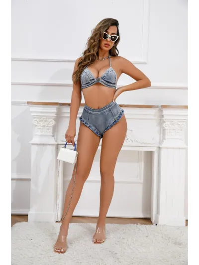 Jean shorts for women — Women's high-waisted denim shorts