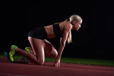 Girl at the start — On the treadmill