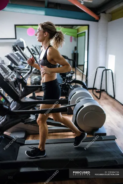 In the gym — On the treadmill