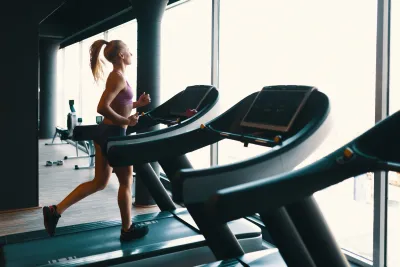 Sports equipment — Girl on the treadmill