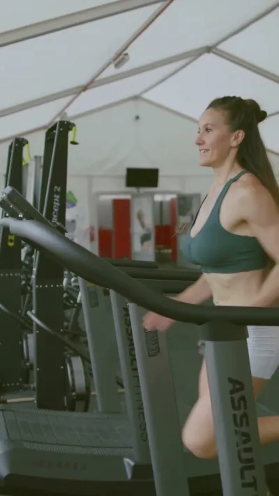 Fitness workout — Girl on the treadmill