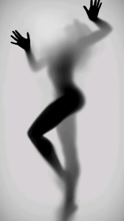 Silhouette behind glass — Silhouette of girls