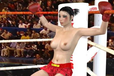 Naked girls boxing — Naked in the ring