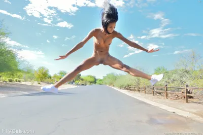 Naked in public — Girls running naked
