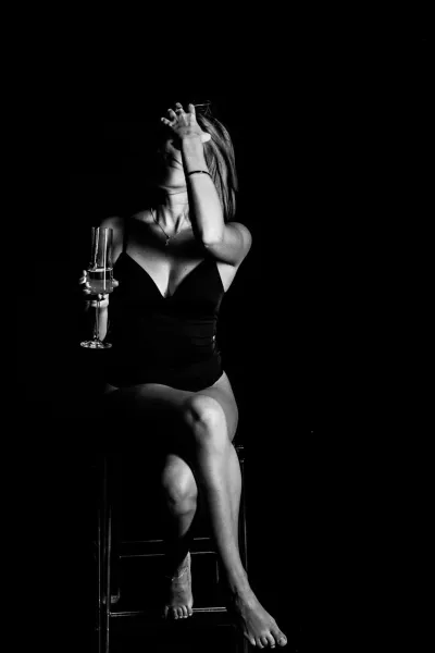 Girl with wine — Photo shoot