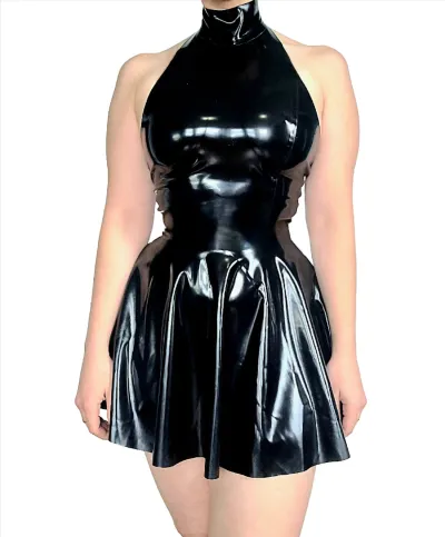 Latex dress with collar