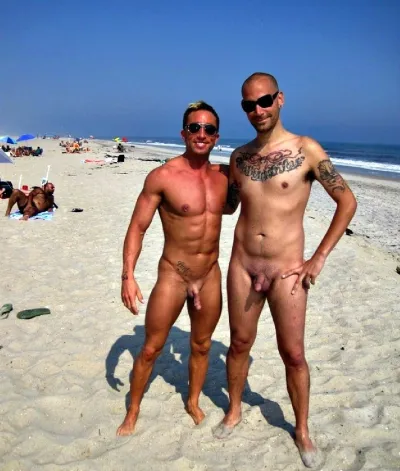 Naked men nudists — Naked men on the beach