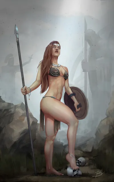 Fantasy girls naked — Naked warrior